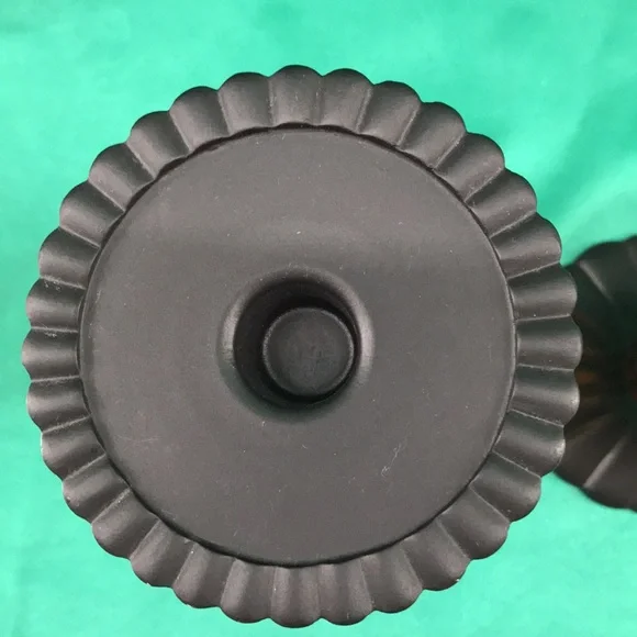 PARTYLITE Global Fusion Taper/Pillar Holder Amber Glass/Black Metal—P8722–(Pair) - Picture 9 of 11